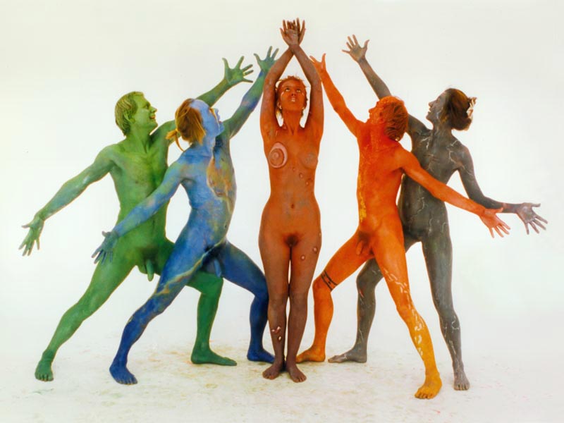 Bodypainting, Körperbemalung, Körpermalerei - nackte bemalte Gruppe